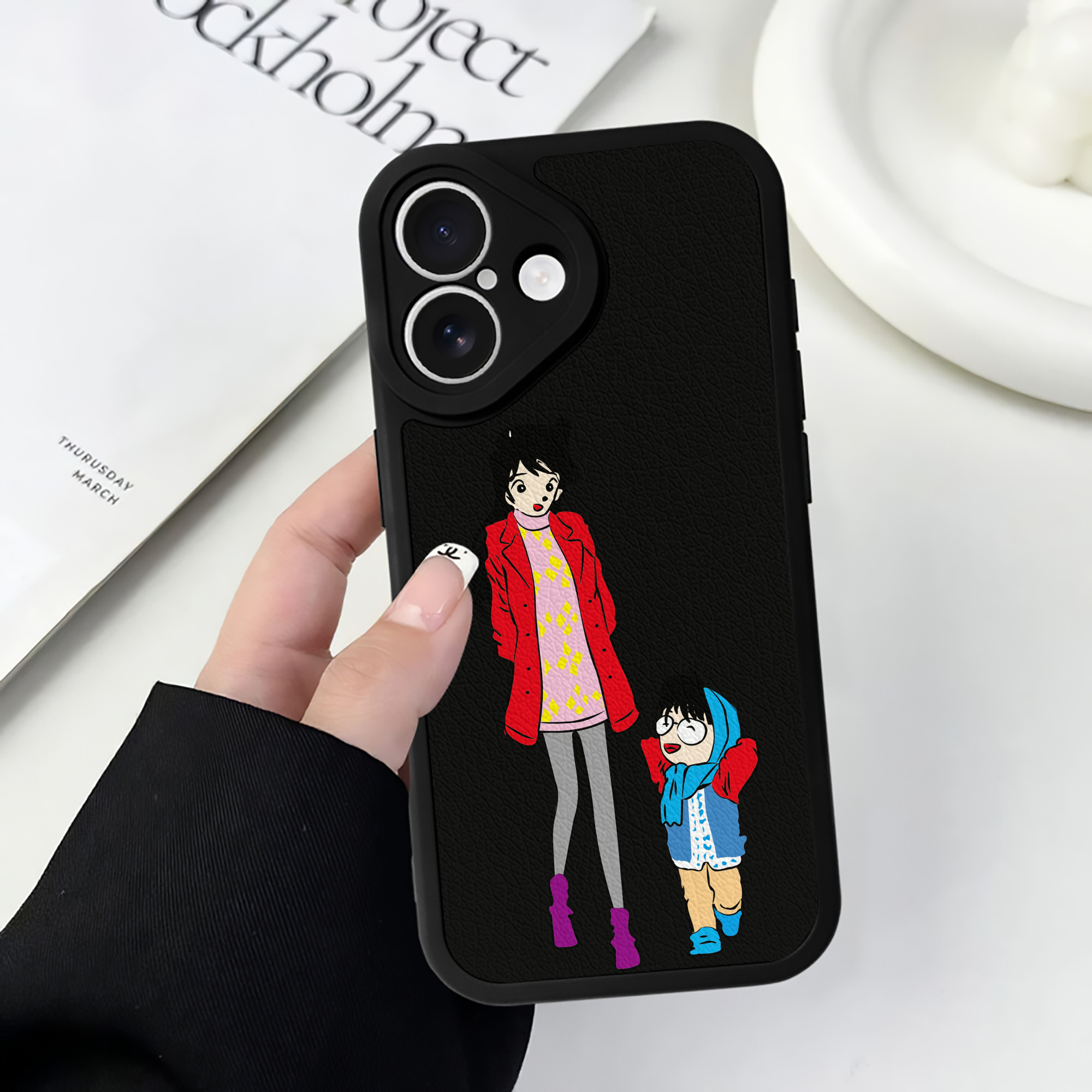 （画像用） 名探偵コナン 江戸川 コナン Detective Conan Conan Edogawa 【iPhone 16シリーズ対応】シリコンスマホケース（レザー調） 材質：シリコン